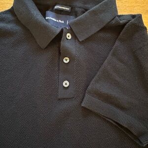 Abercrombie & Fitch Featherweight Knit Polo Shirt Men Large Black Sweater Preppy